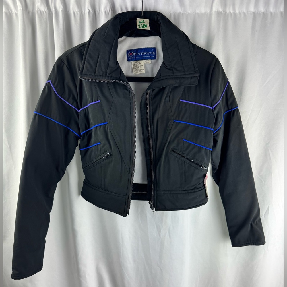 Vintage Obermeyer Black and Blue Bomber Jacket Sporty Design Ski Jacket